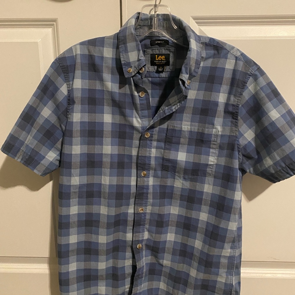 Lee Men's Casual Blue Checkered Shirt
